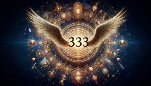 Le nombre 333 entouré d'images lumineuses et angéliques