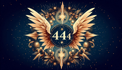Le nombre 444 entouré d'images lumineuses et angéliques