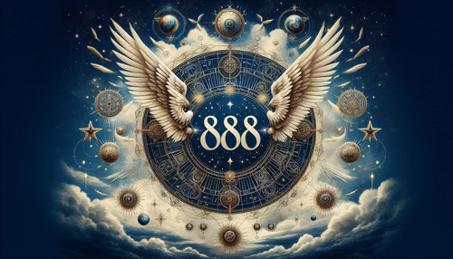 Le nombre 888 entouré d'images lumineuses et angéliques