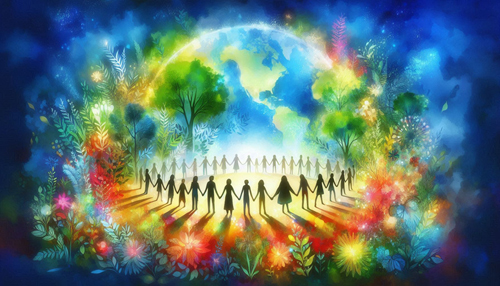 Une ronde d'humain qui génèrent une énergie collective