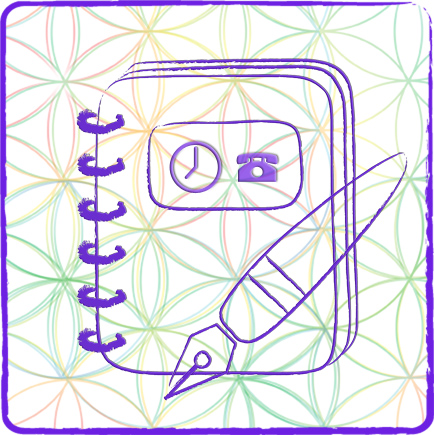 Élément décoratif représentant un agenda avec un stylo.