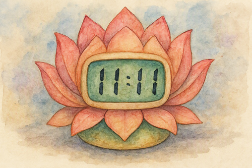 Un réveil en forme de fleur de lotus avec écrit 11h11