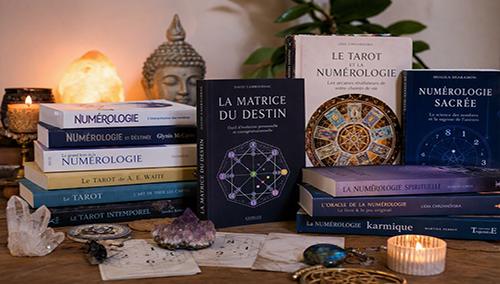 Des livres sur la numérologie et le tarot.
